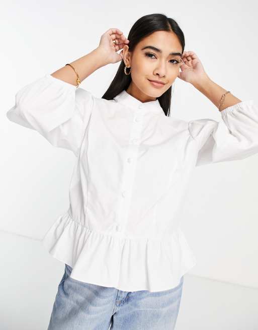 River island cheap white peplum top