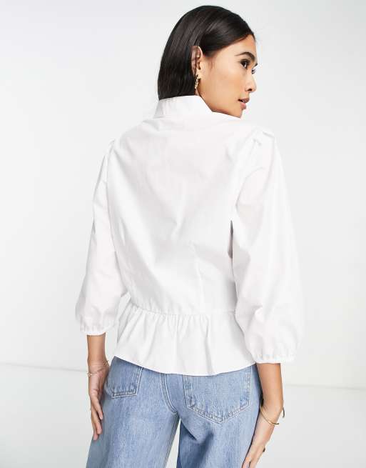 River island white peplum top online