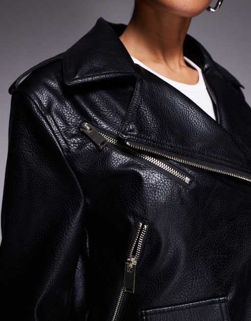 River Island - Blouson style motard coupe carrée en similicuir , 2 de 4