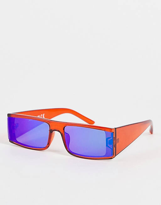 undefined | River Island blue lens square sunglasses in red
