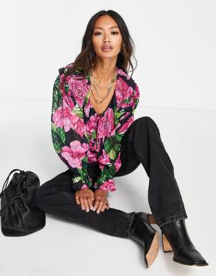 Blusa con stampa viola e decorazioni - River Island Camicia donna  - immagine1