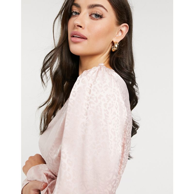 Camicie e bluse 5Bf0h River Island - Blusa peplo in raso jacquard rosa