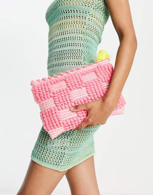 Asos pink clutch online bag