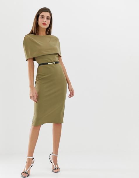 river island one shoulder cape bodycon dress