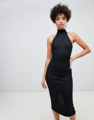 river island black halter neck dress