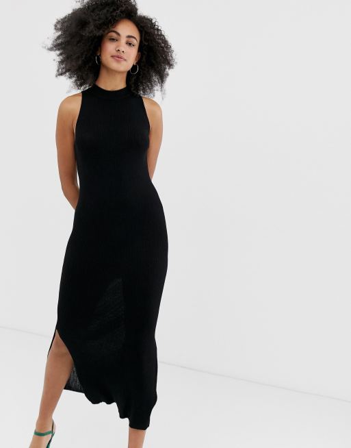 Black in with bodycon river dress side split island culture