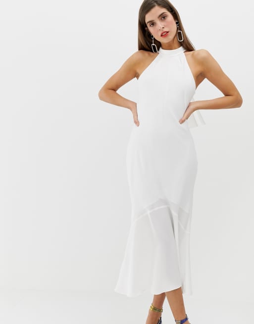 River Island Bodycon Dress With Tie Neck In White Asos 6545