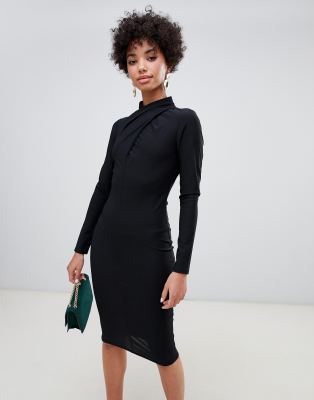 river island black bodycon dress