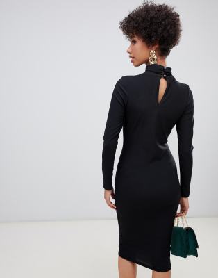 river island black bodycon dress
