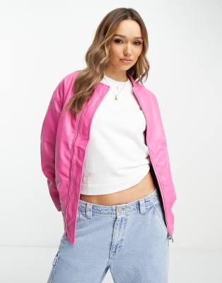 River Island Bomber Jacket In Bright Pink