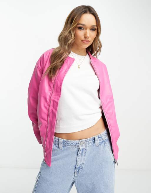 Bright pink bomber jacket hotsell