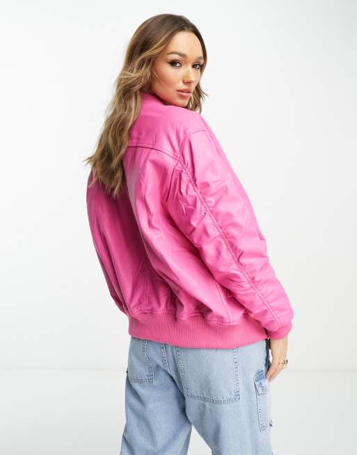 Pink and hotsell blue bomber jacket