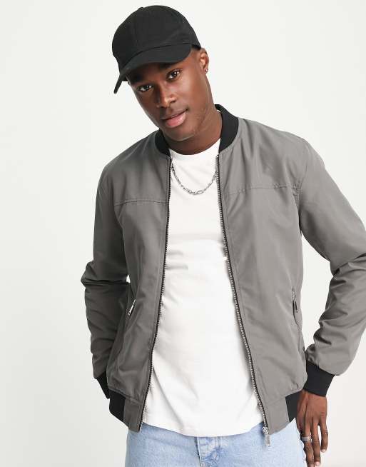 Mens dark grey bomber on sale jacket