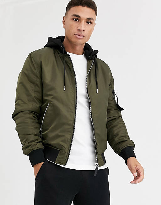 River Island bomber jacket in khaki | ASOS