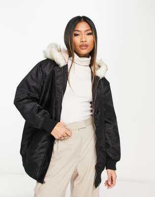 White bomber jacket with fur cheap hood