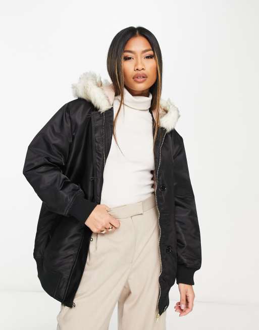 Rib-trim hooded jacket