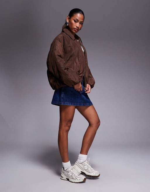 River Island - Bomber marrone con fondo a palloncino, 4 di 5