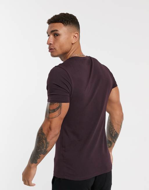 River Island – Bordowa bluzka męska o kroju podkreślającym sylwetkę