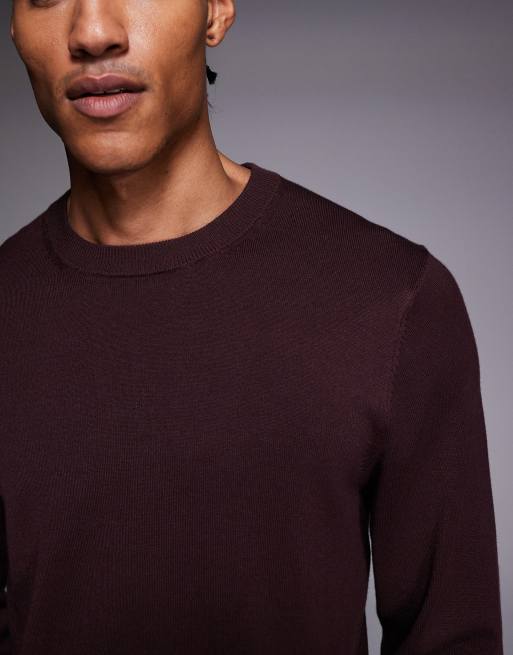 River Island – Bordowy sweter z długimi rękawami i okrągłym dekoltem, 5 z 5