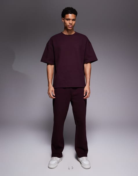 River Island – Bordowy zestaw fakturowany: T-shirt i szorty - view 1