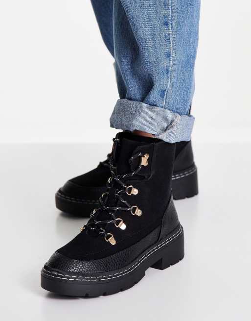 Wide fit black borg 2025 lined lace up boots