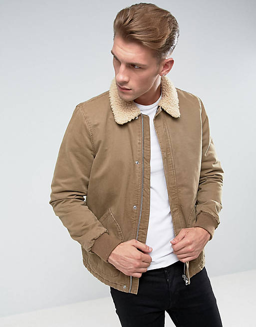 River Island Borg Lined Jacket In Light Brown | ASOS
