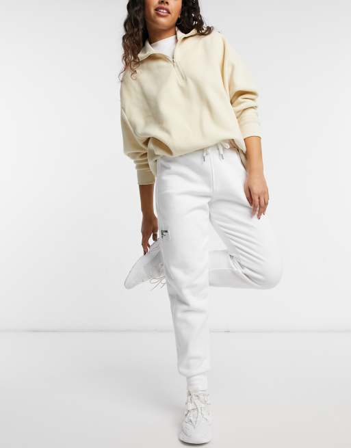River Island borg oversized co-ord trackies in white