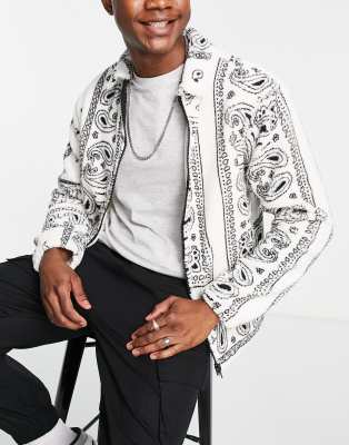 River Island borg paisley shirt in white - ASOS Price Checker