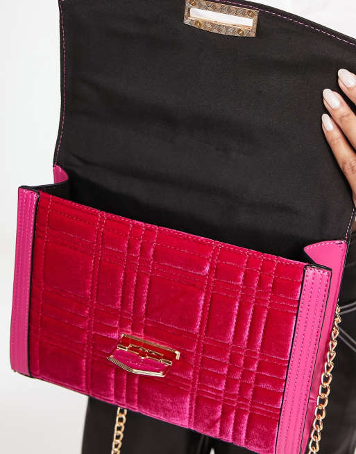 River Island - Borsa a cartella in velluto rosa acceso, 4 di 4