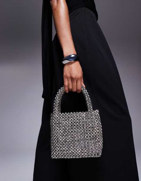 River Island - Borsa a mano argento con perline - view 1