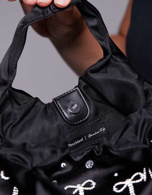 River Island - Borsa shopping piccola bianca trapuntata con perle