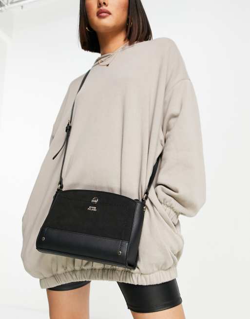 River Island - Borsa nera a tracolla con bordo superiore arrotondato