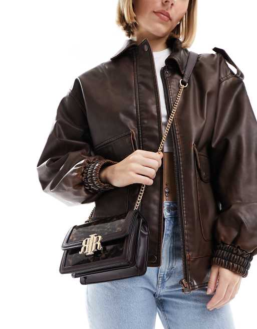 River Island - Borsetta a tracolla nera con dettaglio