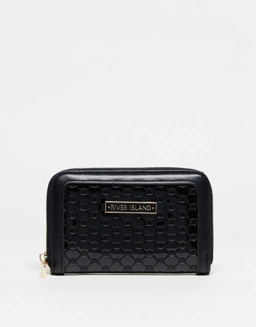 River Island - Borsetta verniciata con dettagli in rilievo nera