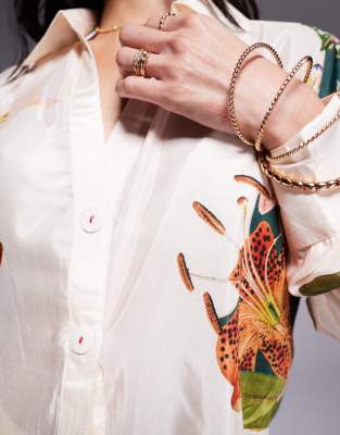 RIVER ISLAND BOTANICAL PRINT BEACH SHIRT 