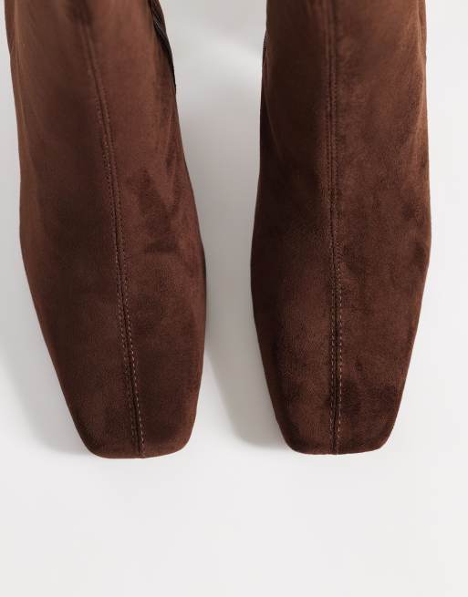 River Island - Botas marrón oscuro elásticas de tacón, 3 de 4
