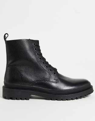 Bottes Lacets River Island Greet Herit En Cuir Crème - Taille UK 6 Femme - Neuves Dans Boîte