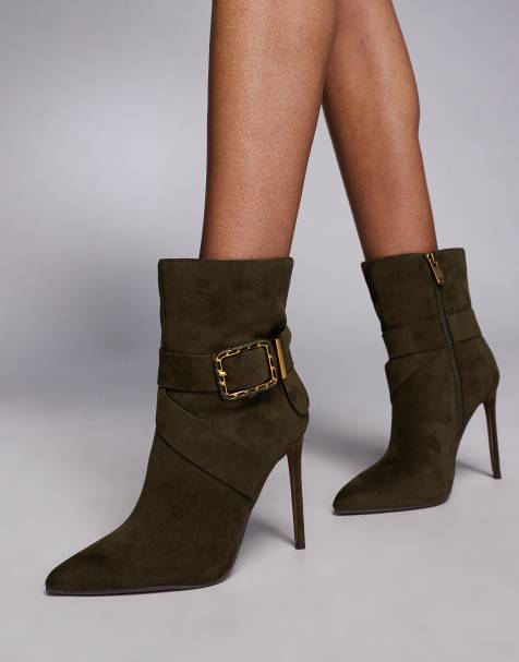 River Island - Bottes en suédine à talon - Kaki - view 1