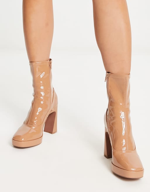 River Island Bottes souples Marron clair verni ASOS