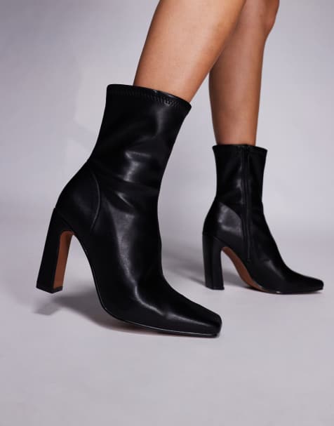 River Island - Bottes stretch à talon carré - Noir - view 1