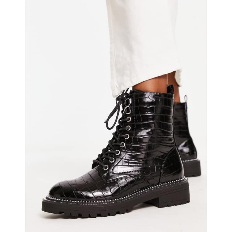 Bottines noires best sale effet croco