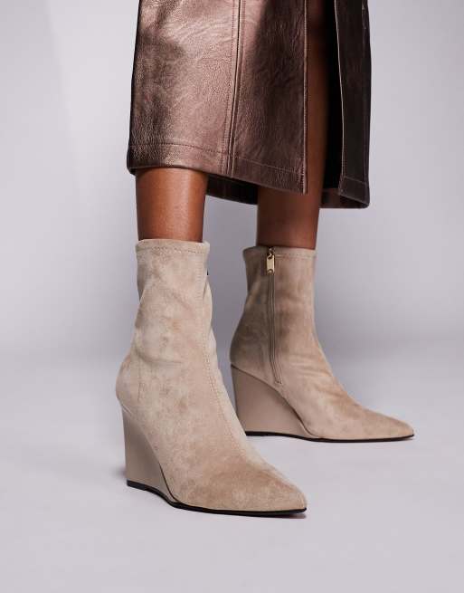 River Island Bottines a talon compense Beige