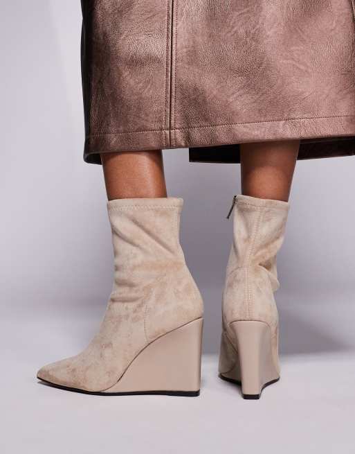 River Island Bottines a talon compense Beige