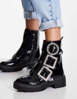 River Island Bottines plates avec boucles orn es de strass