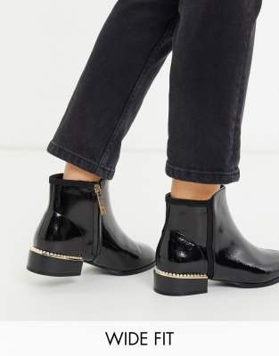 bottines plates vernies noires