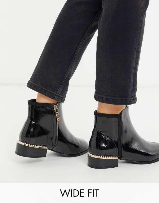 Bottines noires store vernies plates