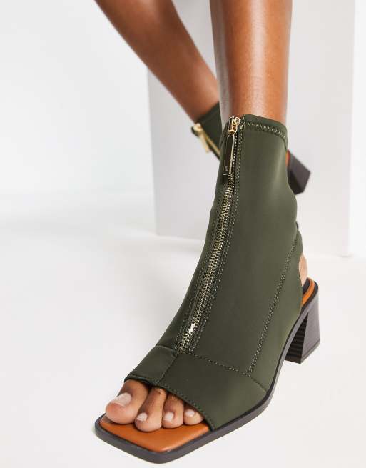 River Island Bottines souples talon et bout ouvert Kaki