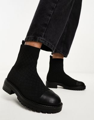 River Island quilted sock boot in black - ASOS Price Checker