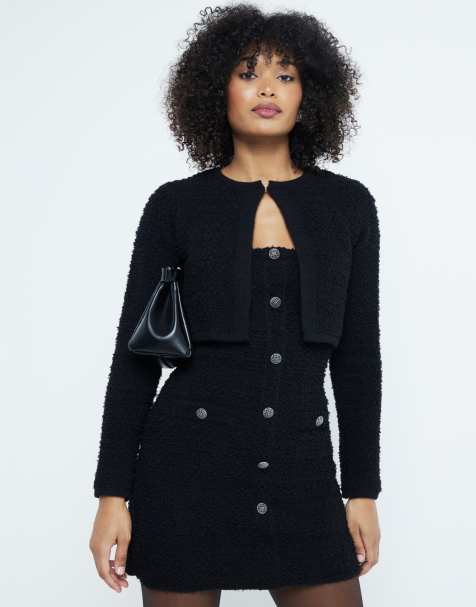 River Island boucle bandeau mini dress in black