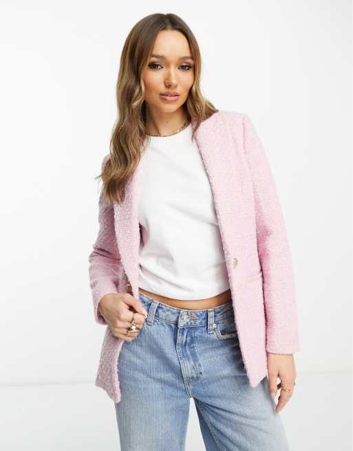 ASOS DESIGN Hourglass – Zweireihiger Smoking-Anzugblazer in leuchtendem Pink